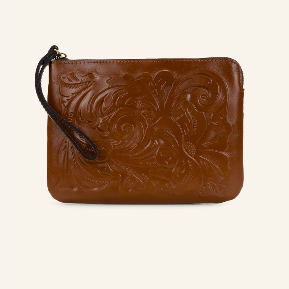 Patricia Nash Brown Embossed Wristlet